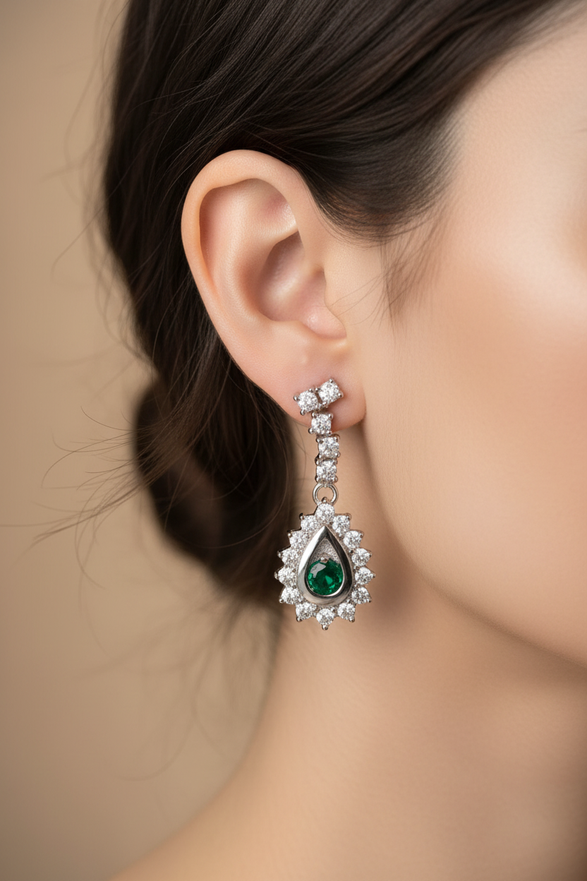 Emerald Cubic Zirconia Earring