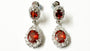 Garnet and White Cubic Zirconia Silver Earring