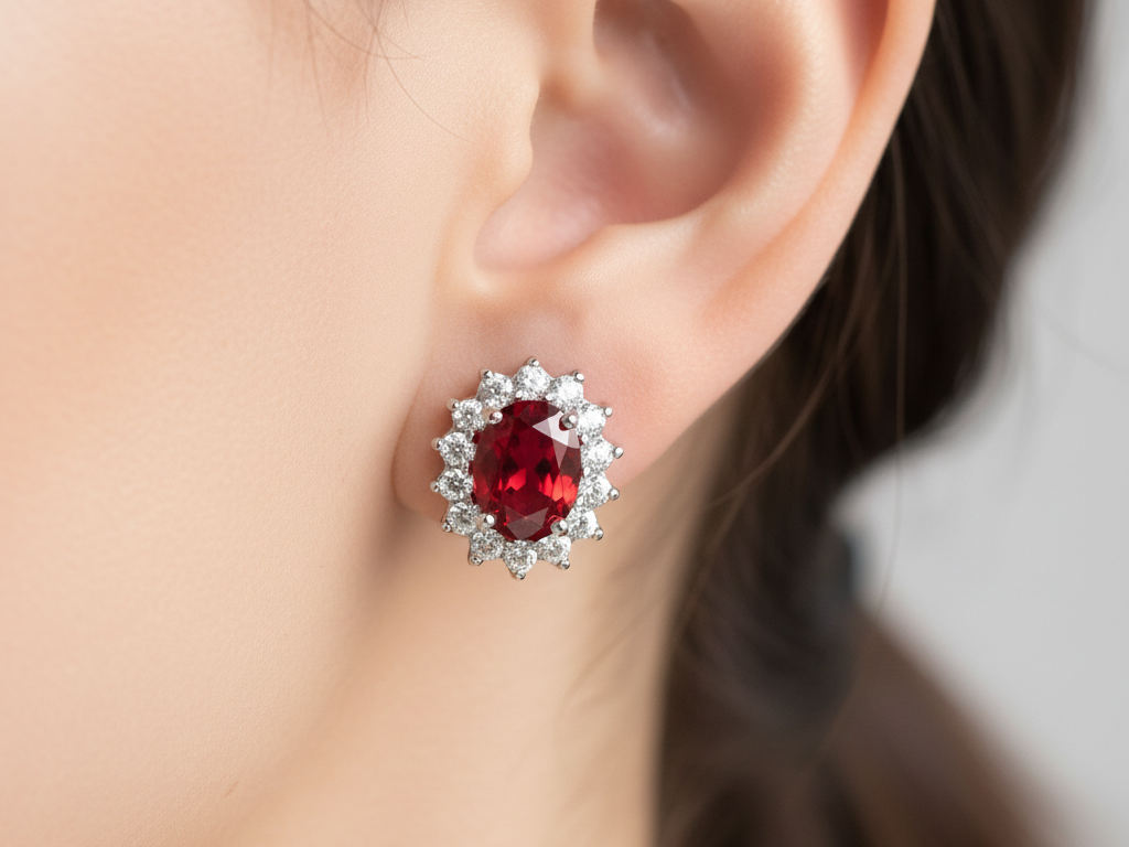 Garnet Cubic Zirconia Earring