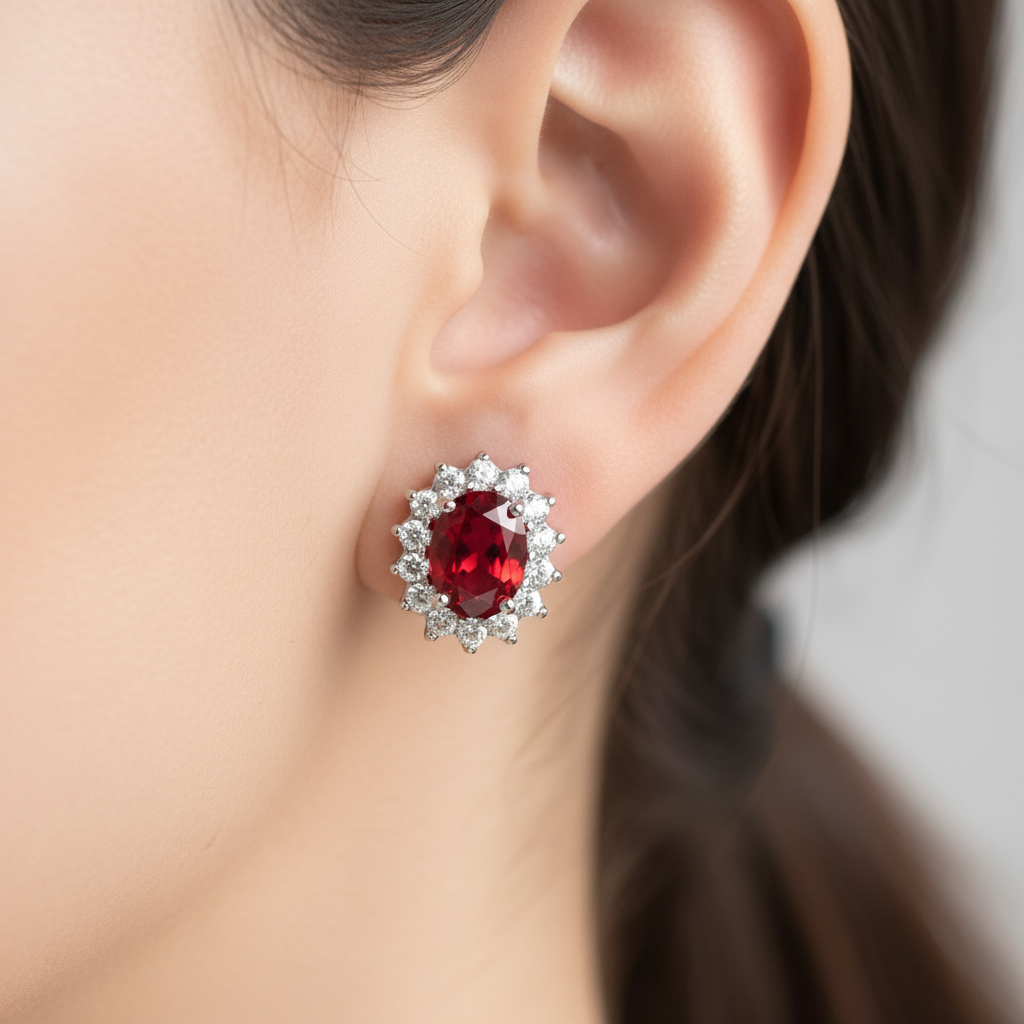 Garnet Cubic Zirconia Earring