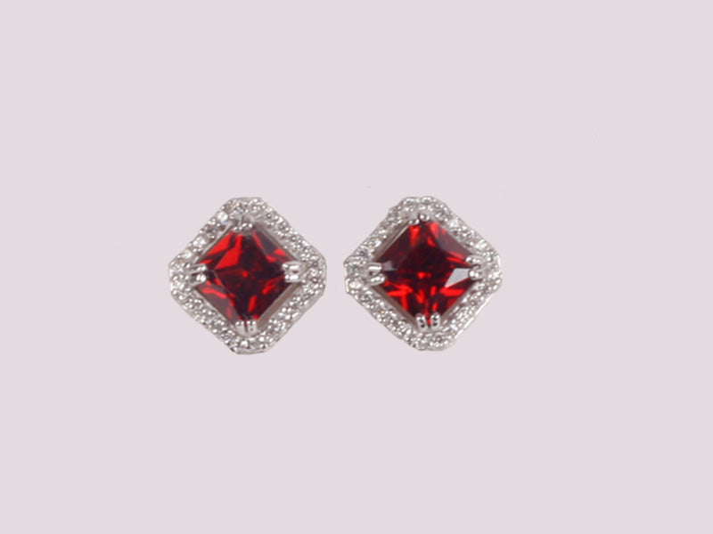 Garnet Cubic Zirconia Earring