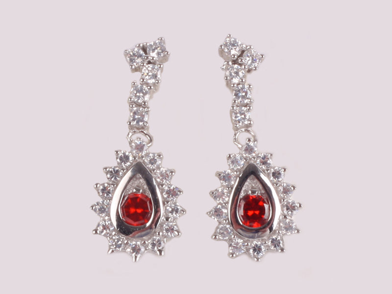 Garnet Cubic Zirconia Earring