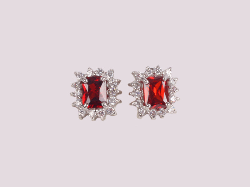 Garnet Cubic Zirconia Earring