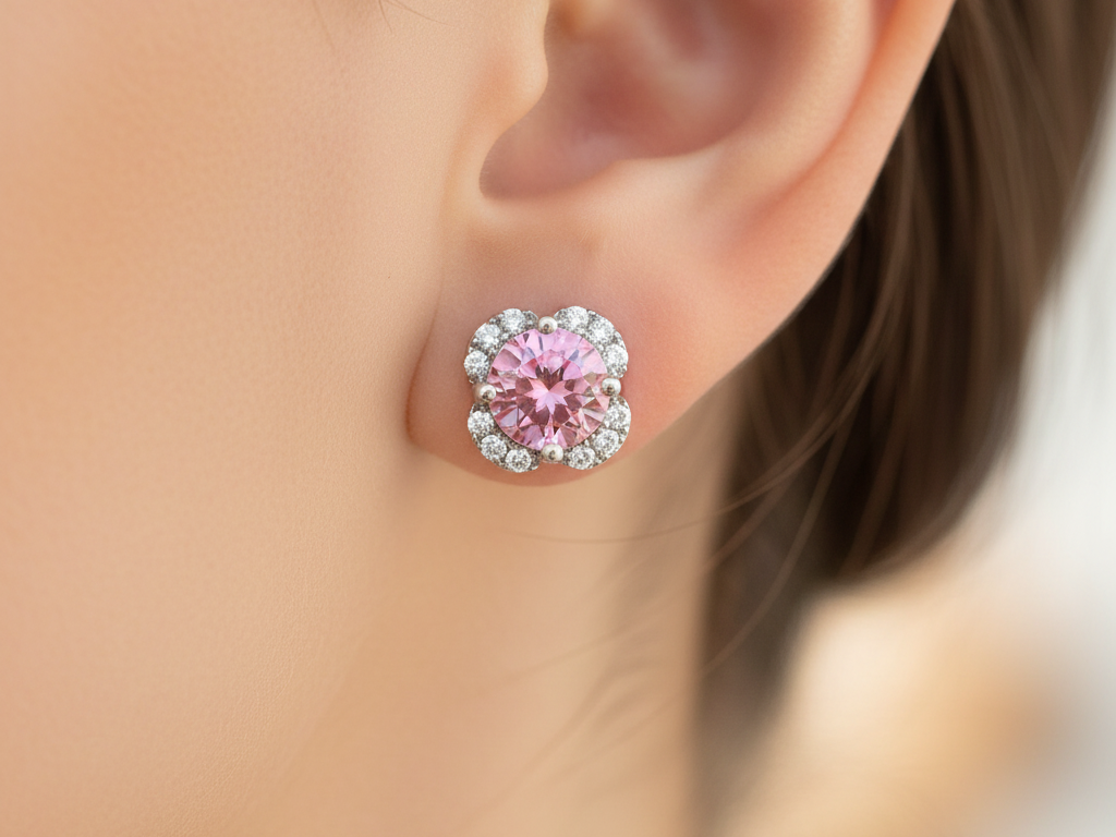 Pink Cubic Zirconia Earring