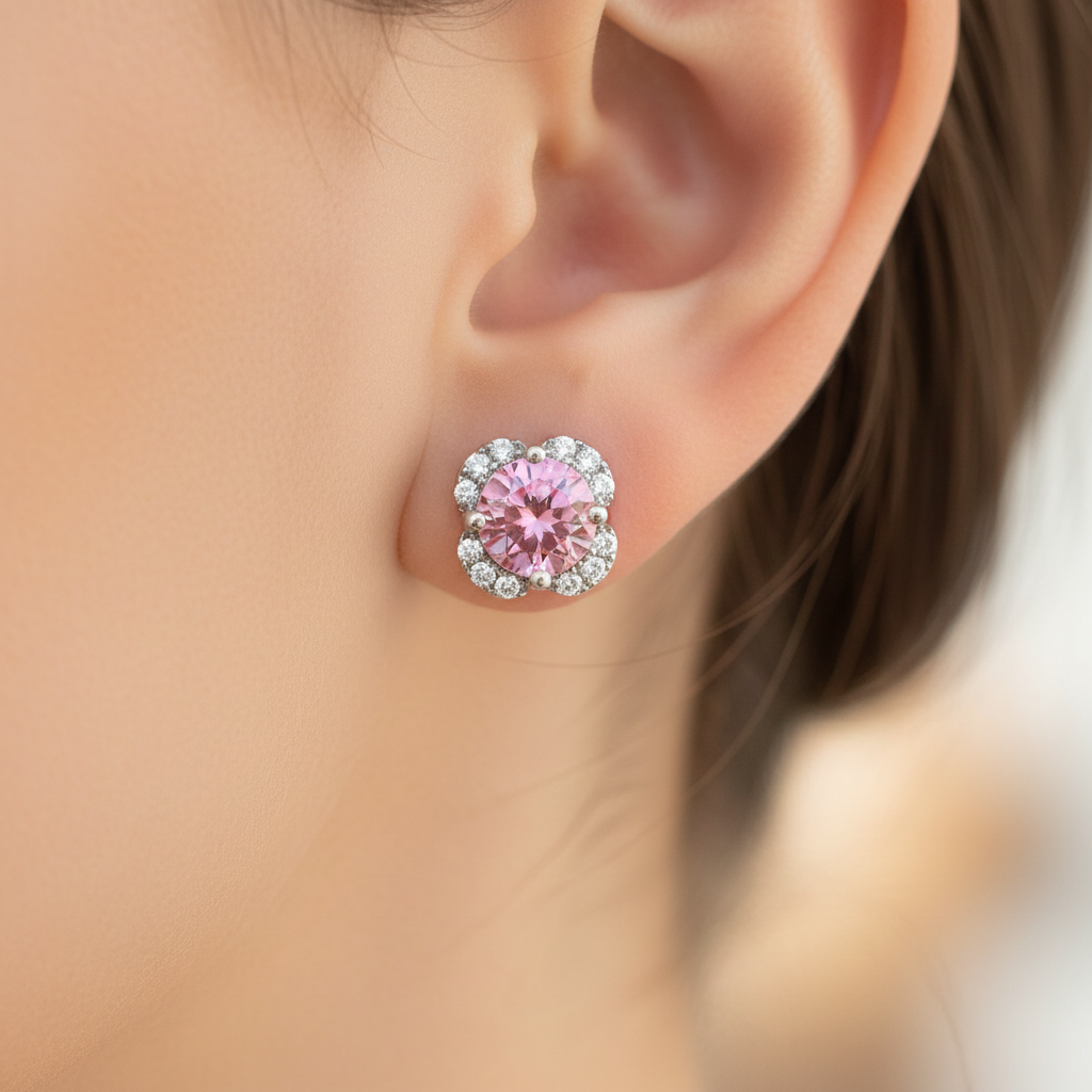 Pink Cubic Zirconia Earring
