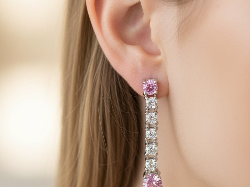 Pink Cubic Zirconia Earring