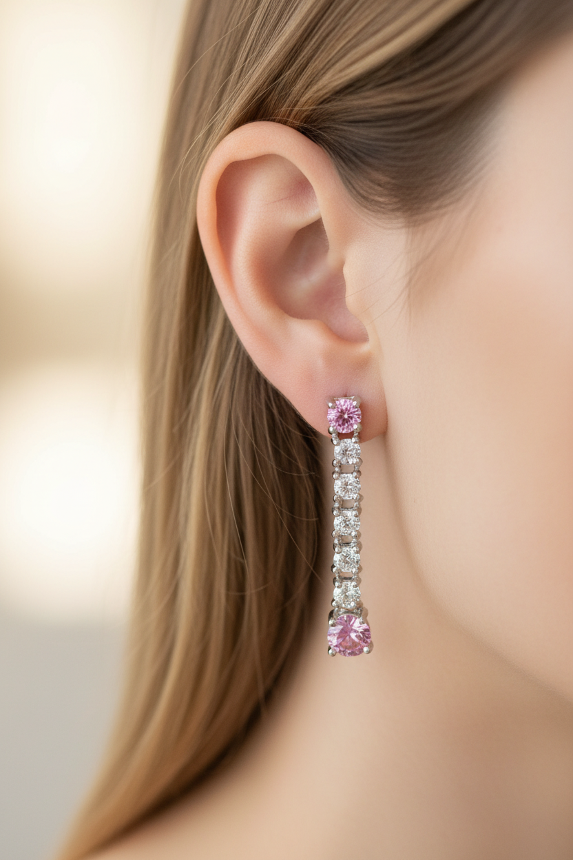 Pink Cubic Zirconia Earring