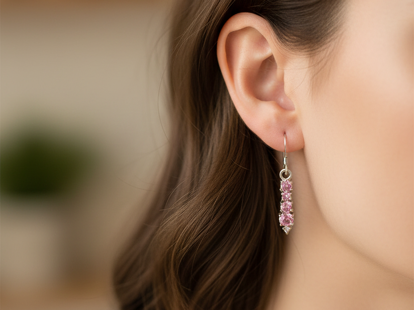 Pink Cubic Zirconia Earring