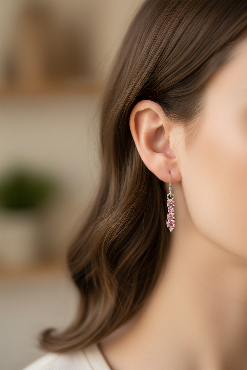 Pink Cubic Zirconia Earring