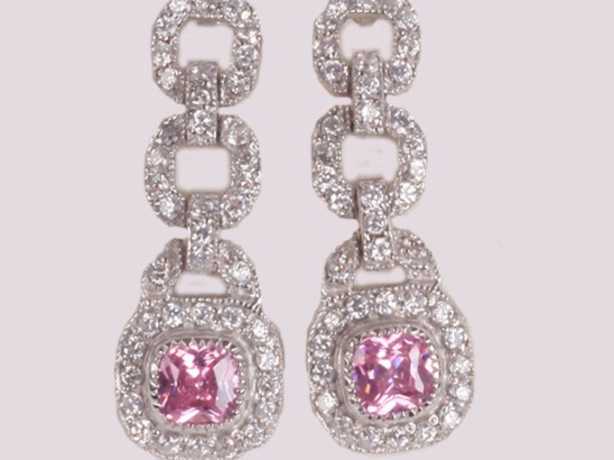 Pink Cubic Zirconia Earring