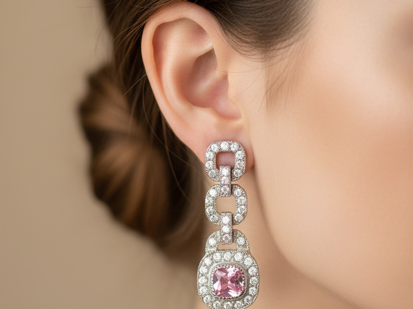 Pink Cubic Zirconia Earring