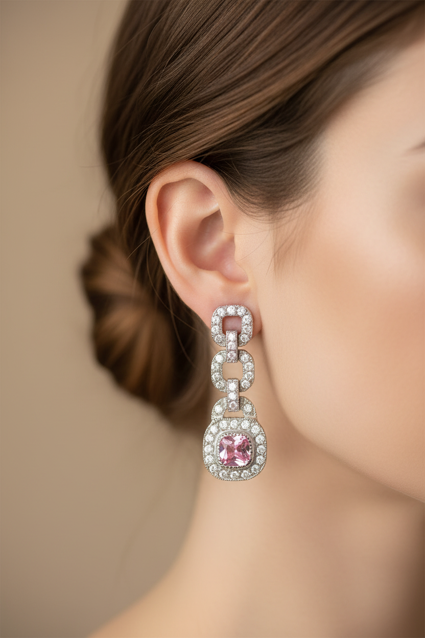 Pink Cubic Zirconia Earring