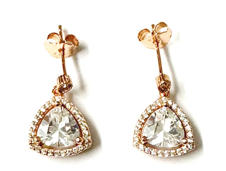 A White Cubic Zirconia Rose Plated Silver Pendant.