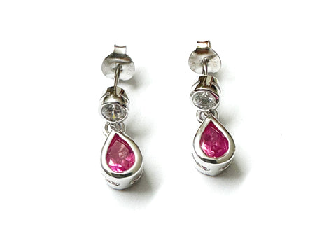 Silver Ruby Cubic Zirconia Earring