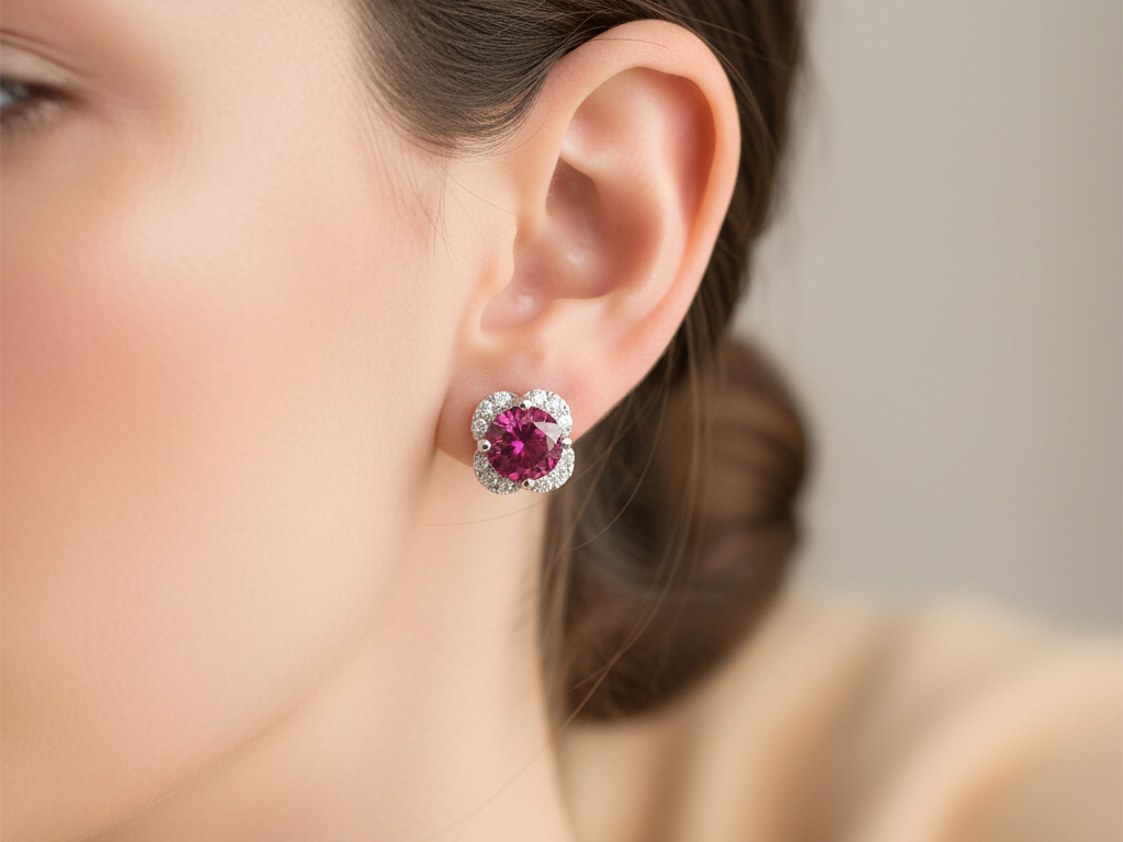 Ruby Cubic Zirconia Earring