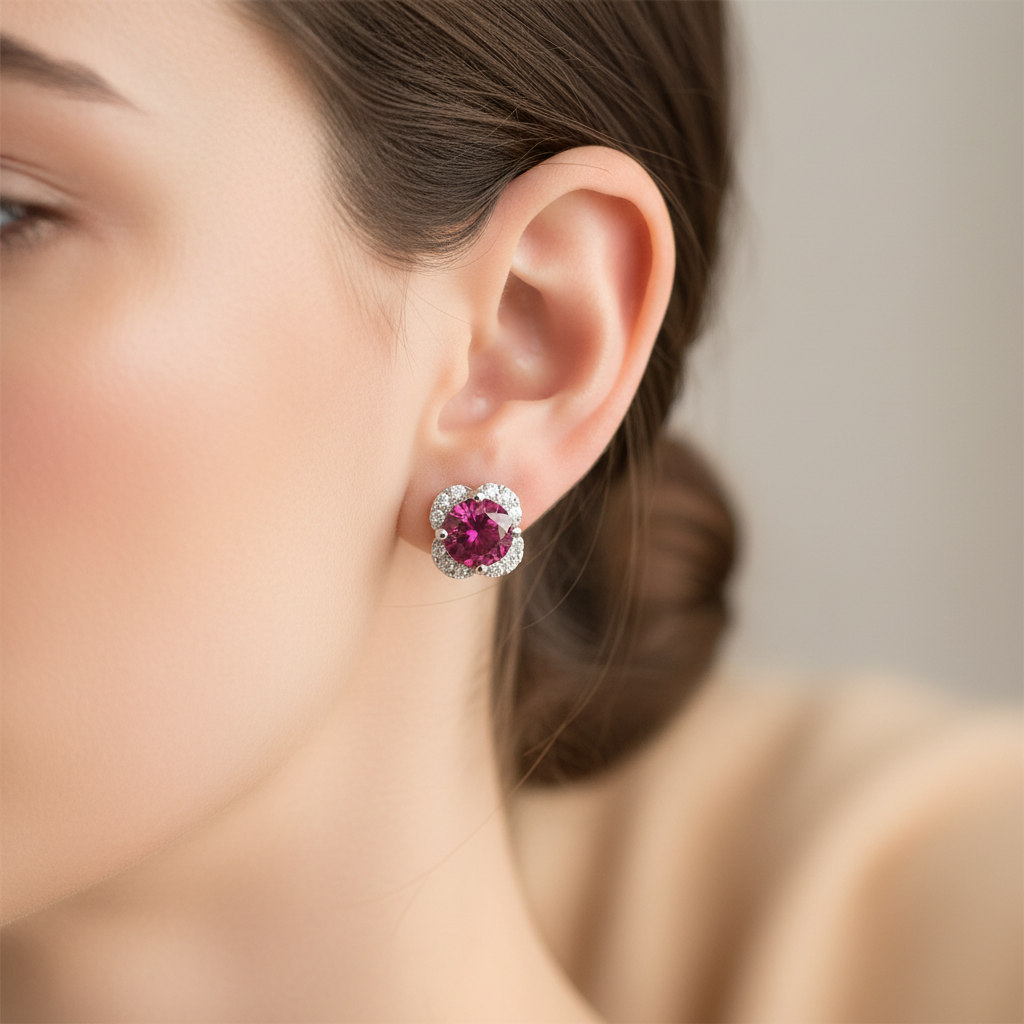 Ruby Cubic Zirconia Earring