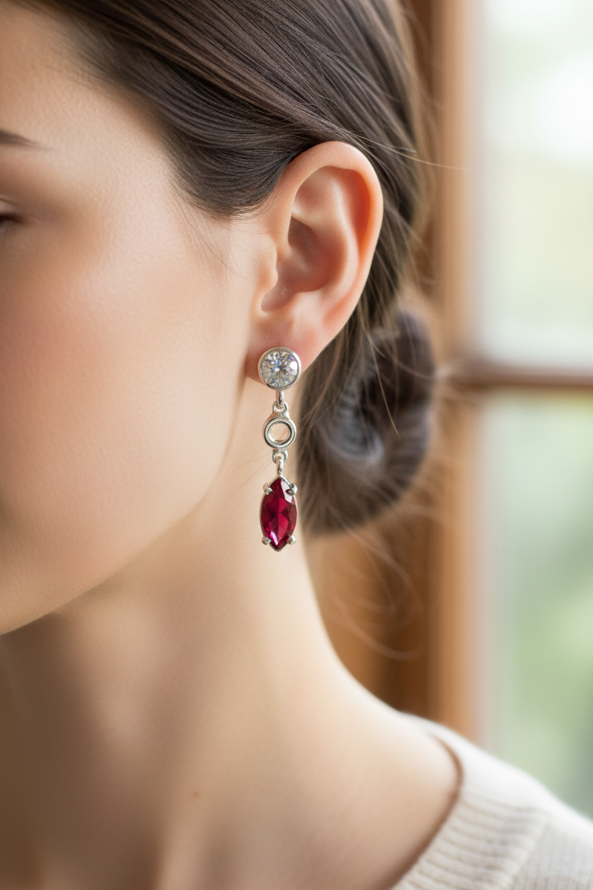 Ruby Cubic Zirconia Earring