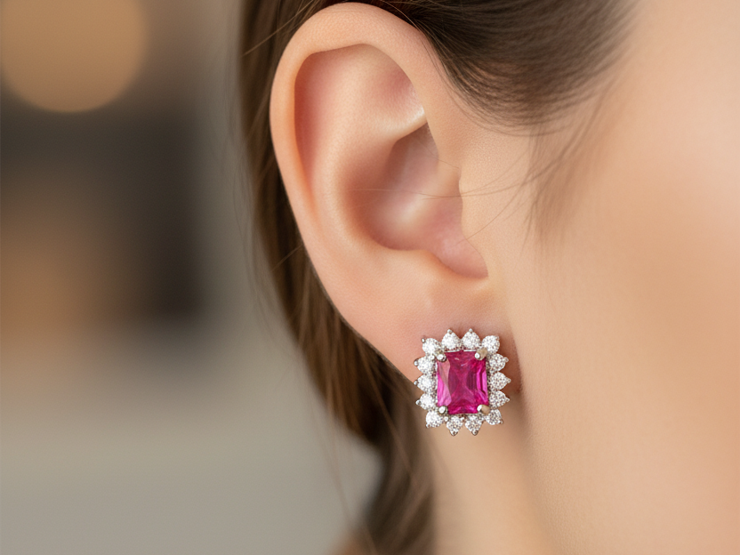 Ruby Cubic Zirconia Earring
