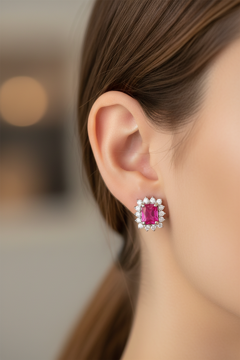 Ruby Cubic Zirconia Earring