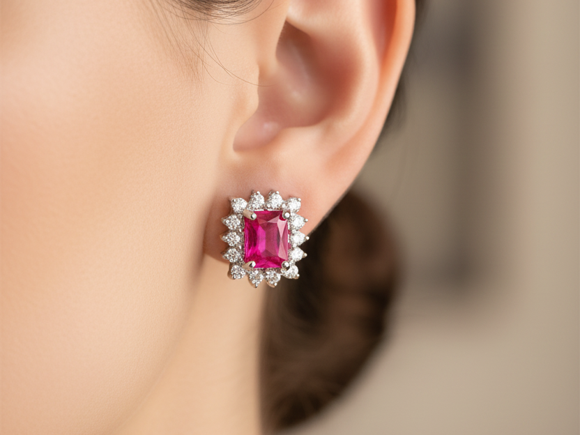Ruby Cubic Zirconia Earring