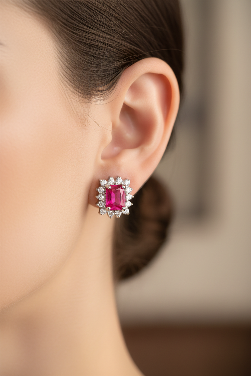 Ruby Cubic Zirconia Earring