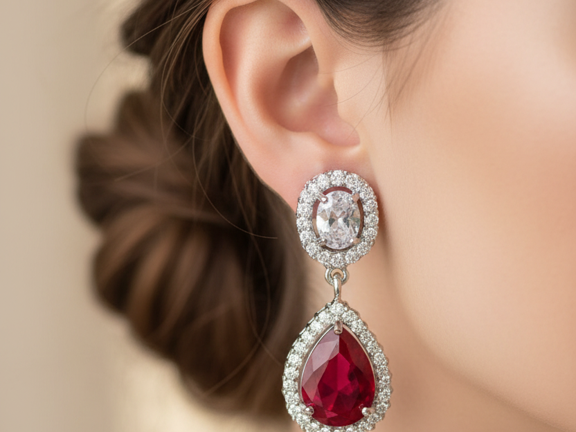 Ruby Cubic Zirconia Earring