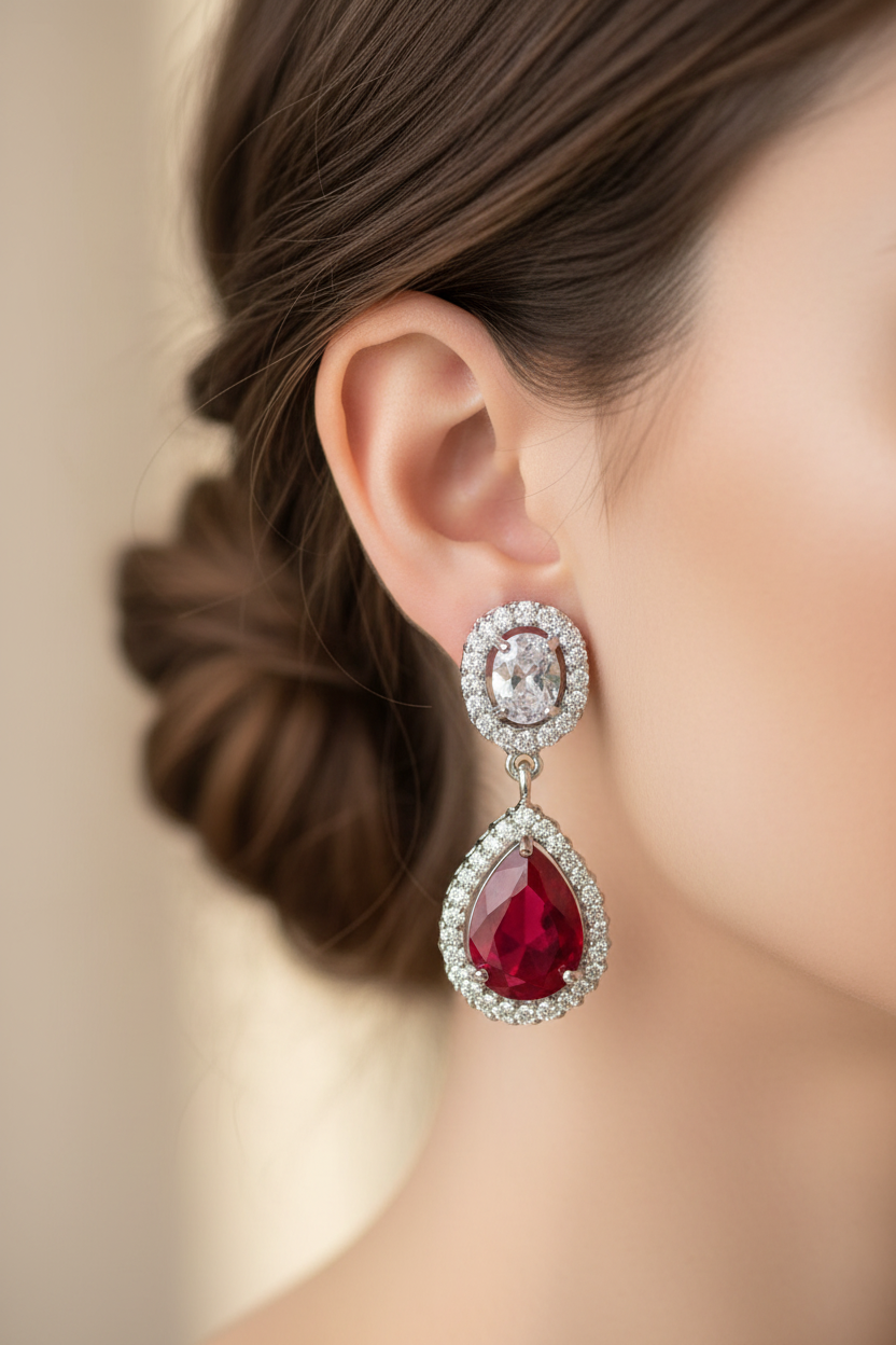 Ruby Cubic Zirconia Earring