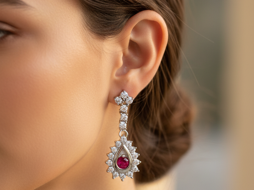 Ruby Cubic Zirconia Earring
