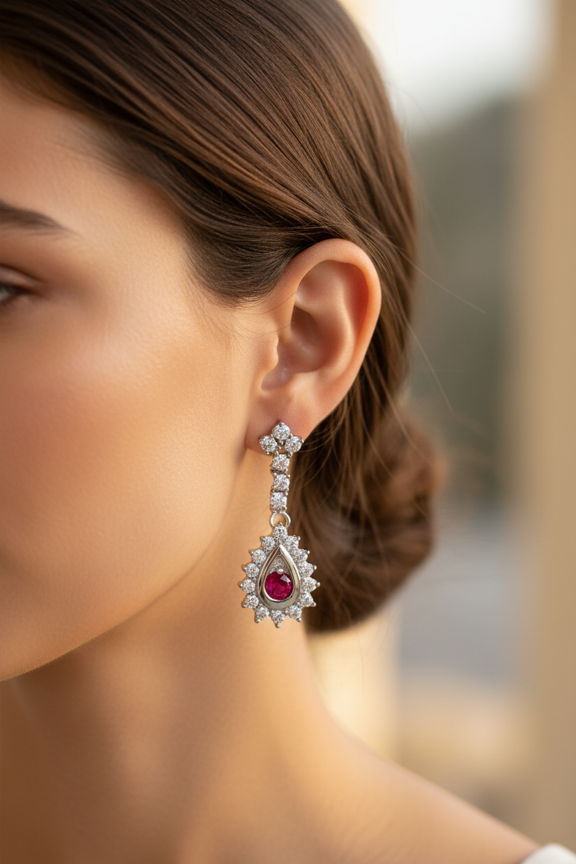Ruby Cubic Zirconia Earring