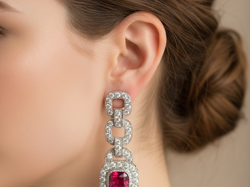 Ruby Cubic Zirconia Earring