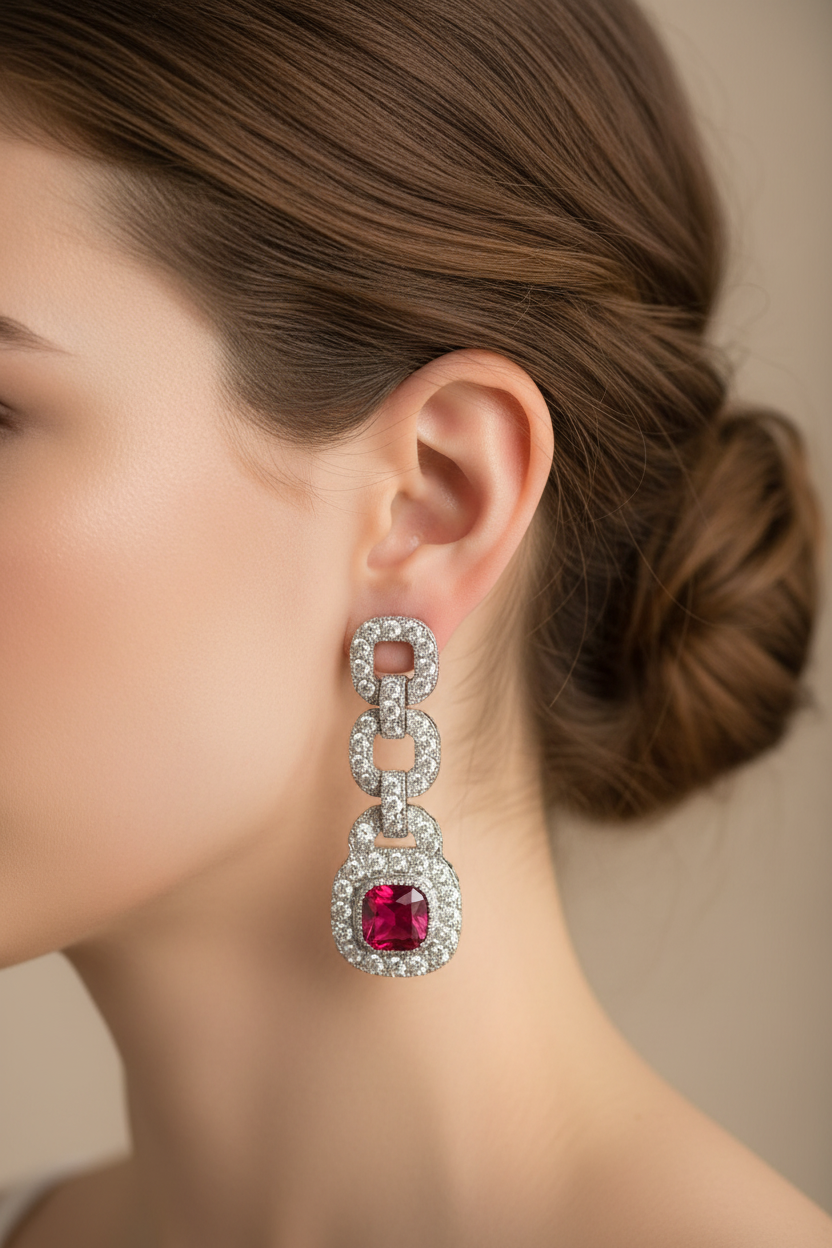 Ruby Cubic Zirconia Earring