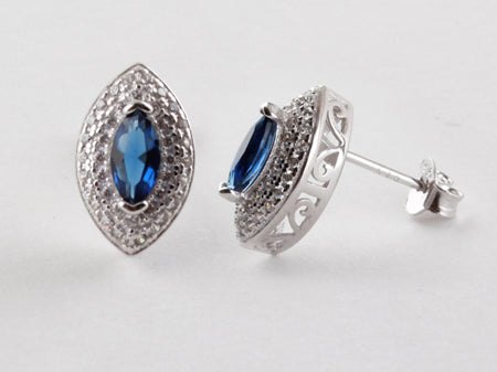 A Sapphire & White Cubic Zirconia Earring.