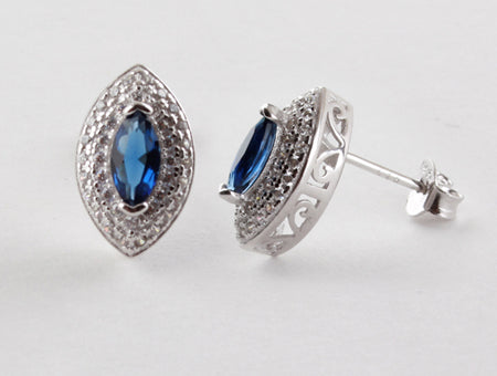 A Sapphire & White Cubic Zirconia Earring.
