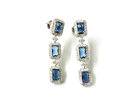 Sapphire & White Cubic Zirconia Silver Earring