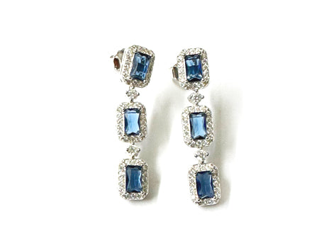 Sapphire Cubic Zirconia Silver Necklace And Earring Set