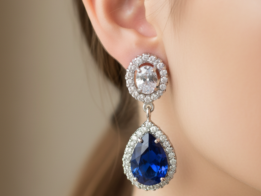 Sapphire Cubic Zirconic  Earring