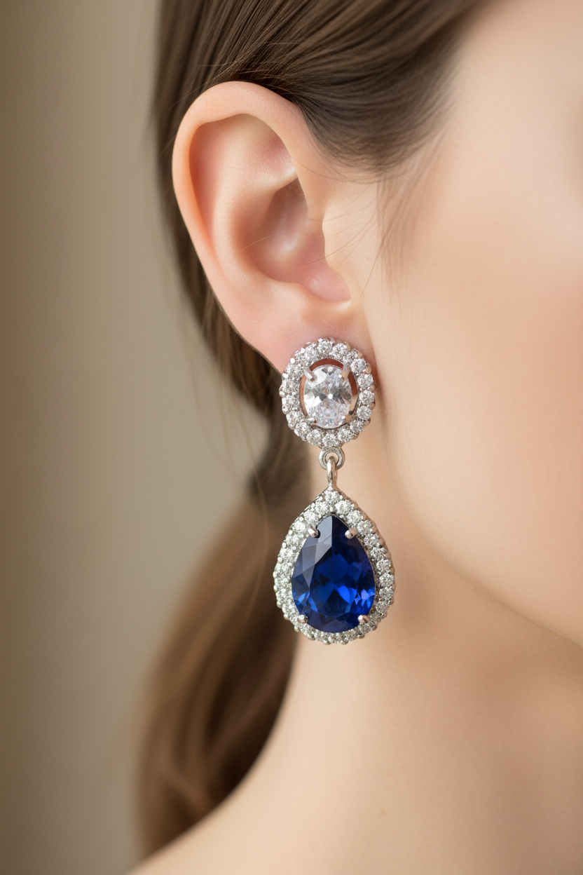 Sapphire Cubic Zirconic  Earring