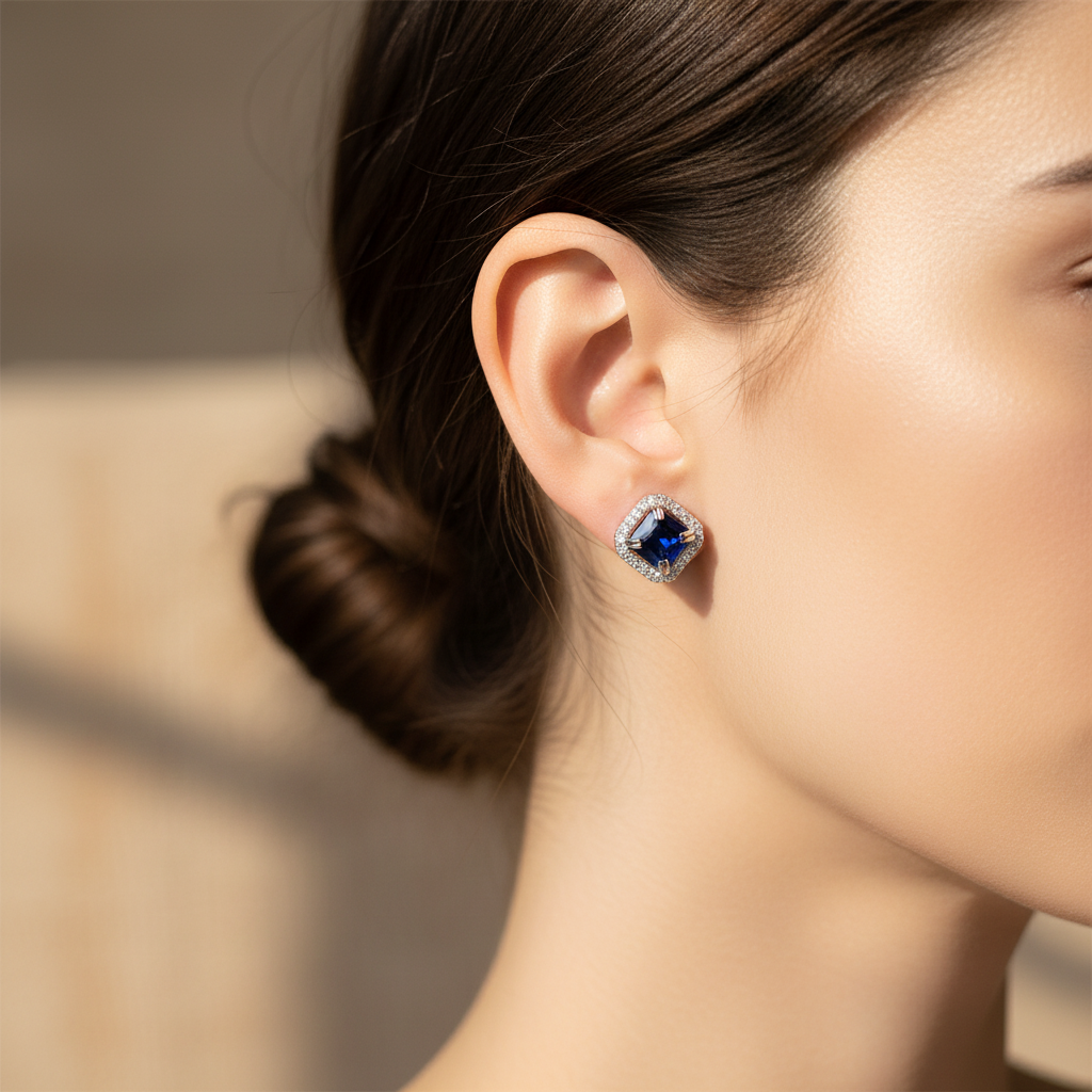 Sapphire Cubic Zirconic  Earring