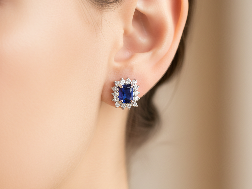 Sapphire Cubic Zirconic  Earring