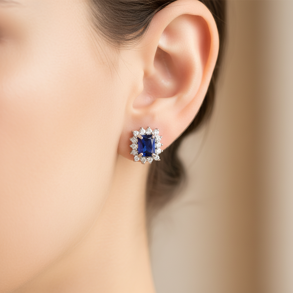 Sapphire Cubic Zirconic  Earring