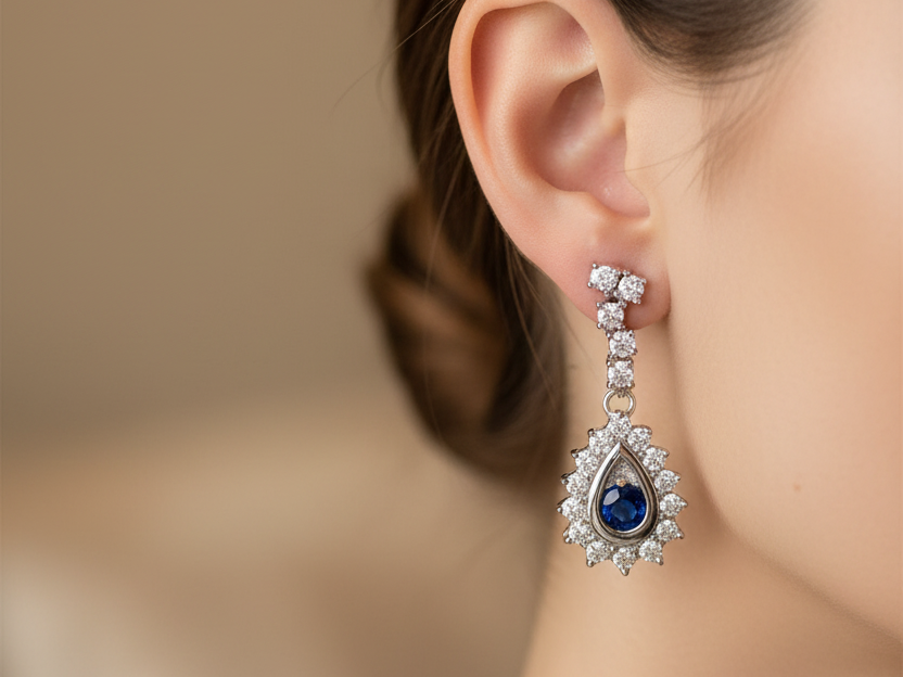 Sapphire Cubic Zirconic  Earring