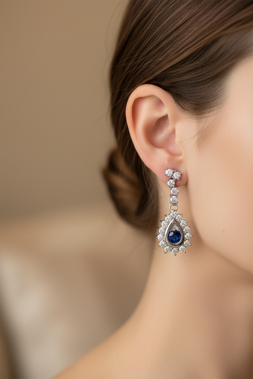 Sapphire Cubic Zirconic  Earring