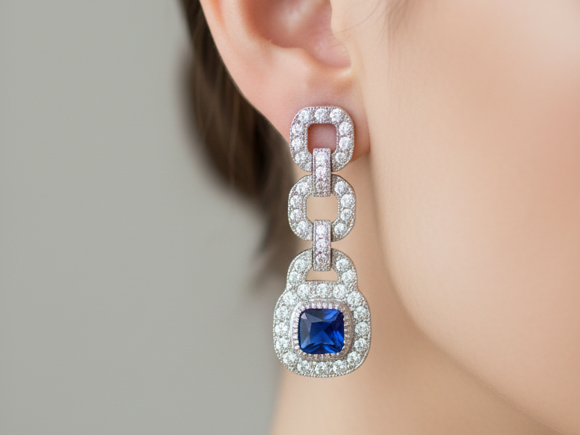 Sapphire Cubic Zirconic  Earring