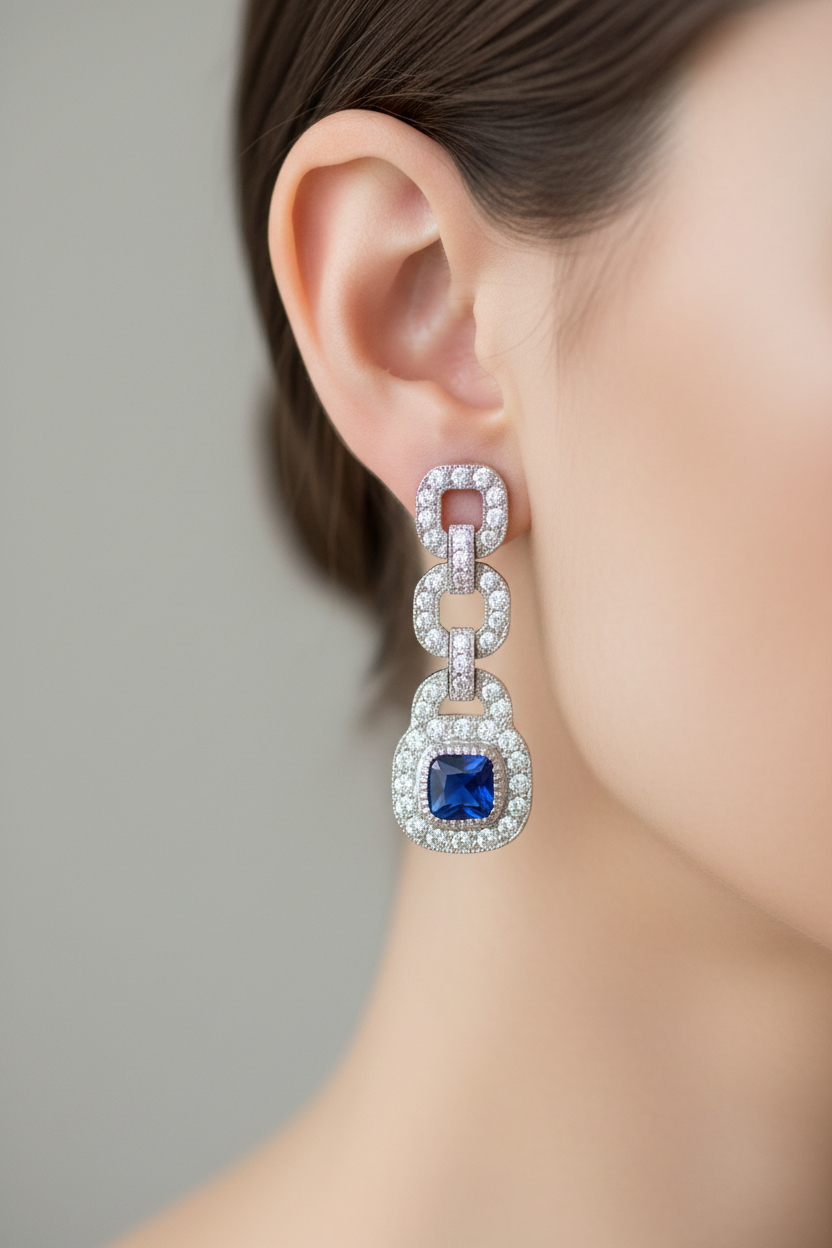 Sapphire Cubic Zirconic  Earring