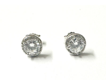 White Cubic Zirconia Silver Earring