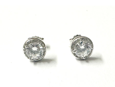 White Cubic Zirconia Silver Earring