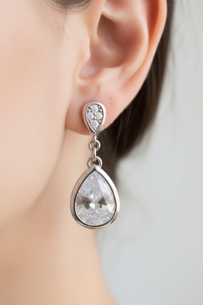 A White Cubic Zirconia Earring
