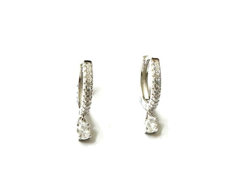 White Cz Silver Huggies Earring