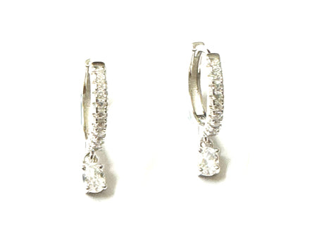 White Cz Silver Huggies Earring