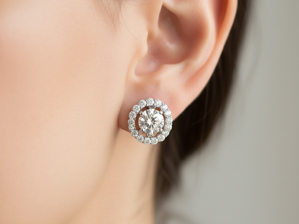 A White Cubic Zirconia Dancing Stone Earring